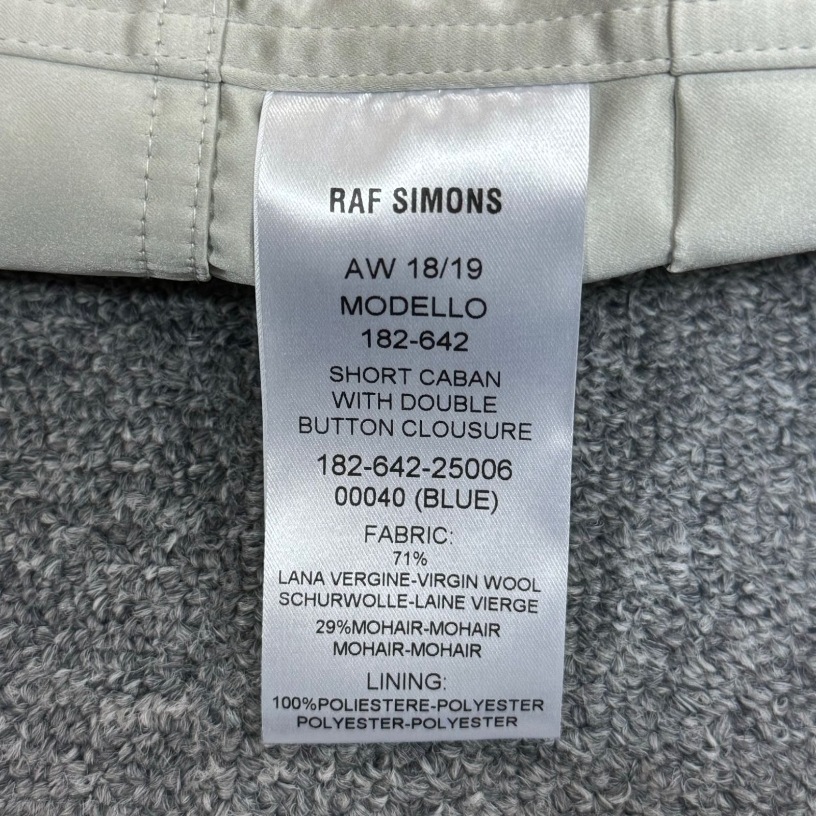 RAF SIMONS 18AW Short Caban Double Button Coat 182-642 RAF SIMONS 18AW Short Caban Double Button Coat 182-642