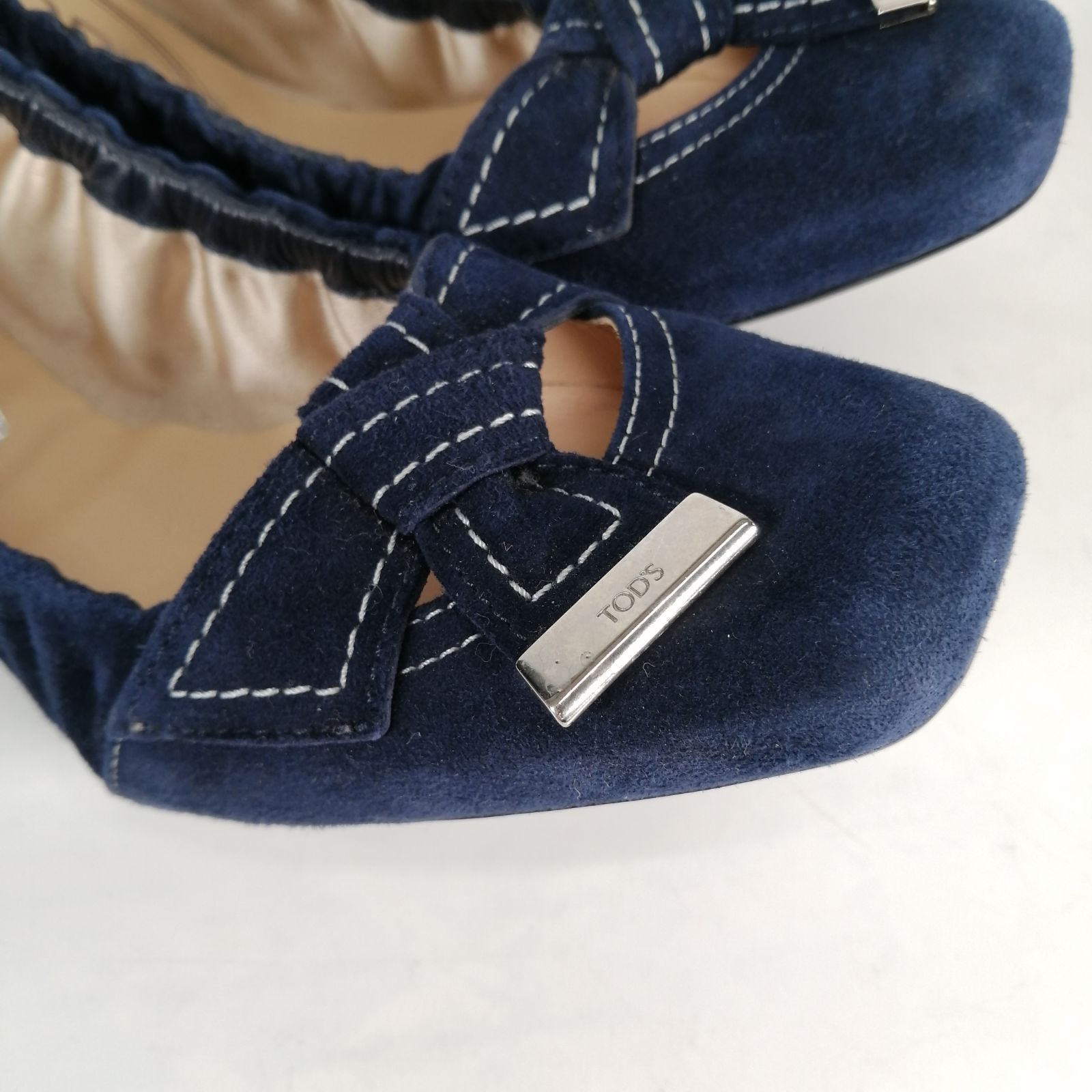 美品 TODS バレエシューズ パンプス フラットシューズ ネイビー 35 1/2 