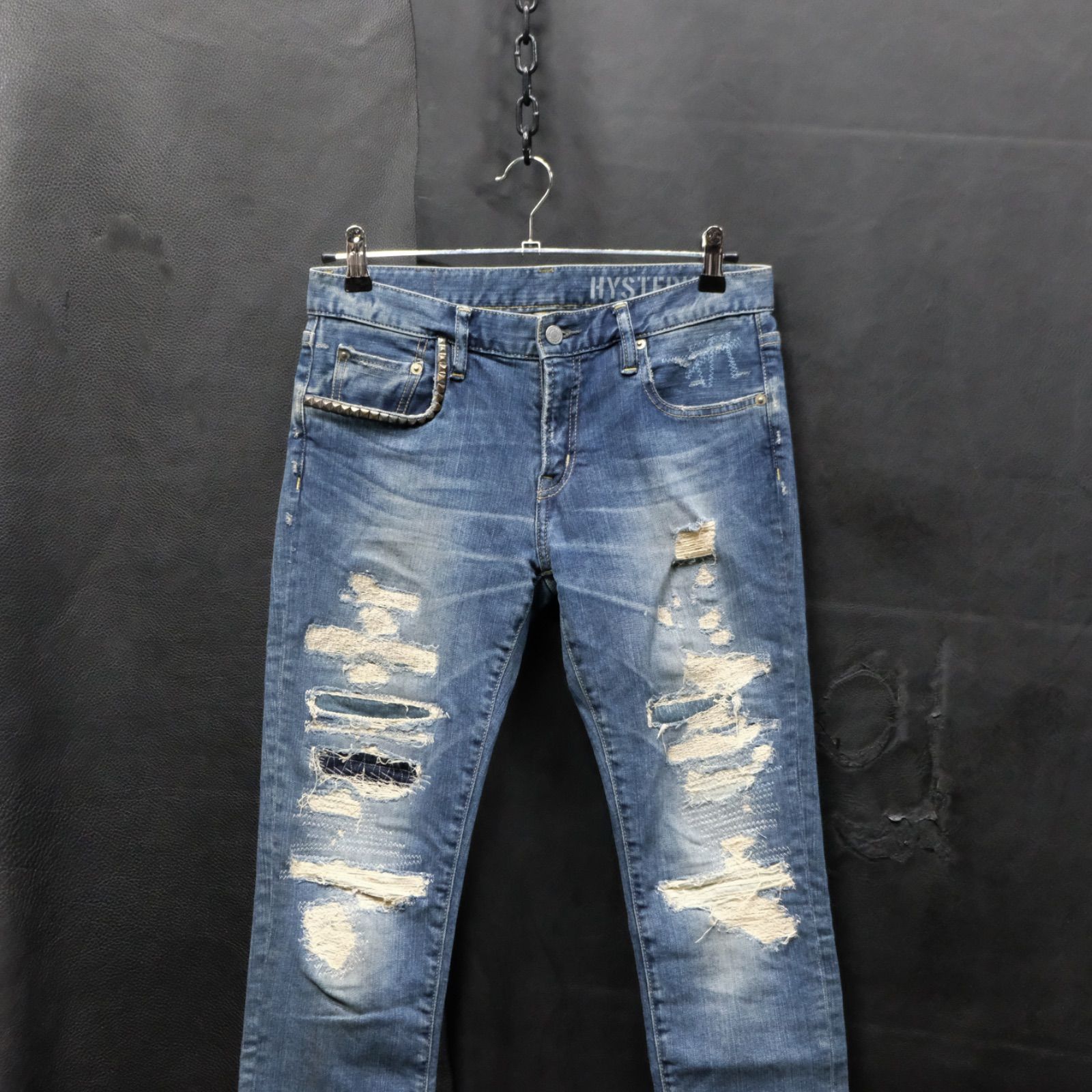 ヒステリックグラマー/スタッズデニム/リペア/ダメージ加工/ ヒステリックグラマー ダメージ加工デニムパンツ リペア加工 S