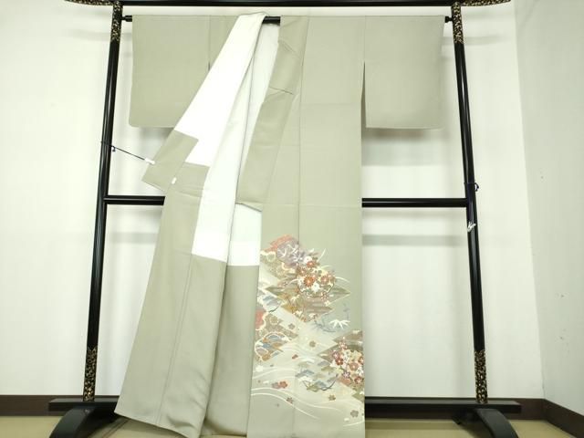 平和屋着物 豪華色留袖 駒刺繍 松皮菱雪輪飛鶴花文 暈し染め 金彩 正絹 DAAY1443ps