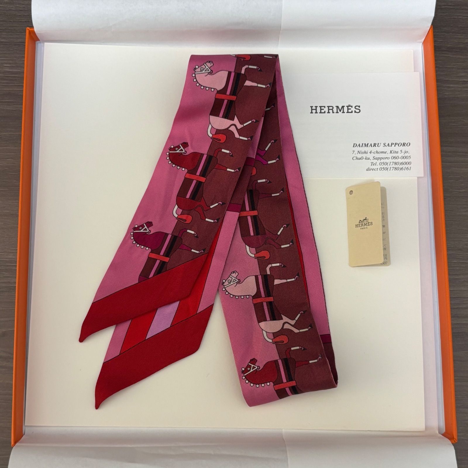 HERMES エルメス ツイリー スカーフ ピンク系 Rocabar ロカバール ▪️HERMES エルメス ツイリー シルク スカーフ Rocabar