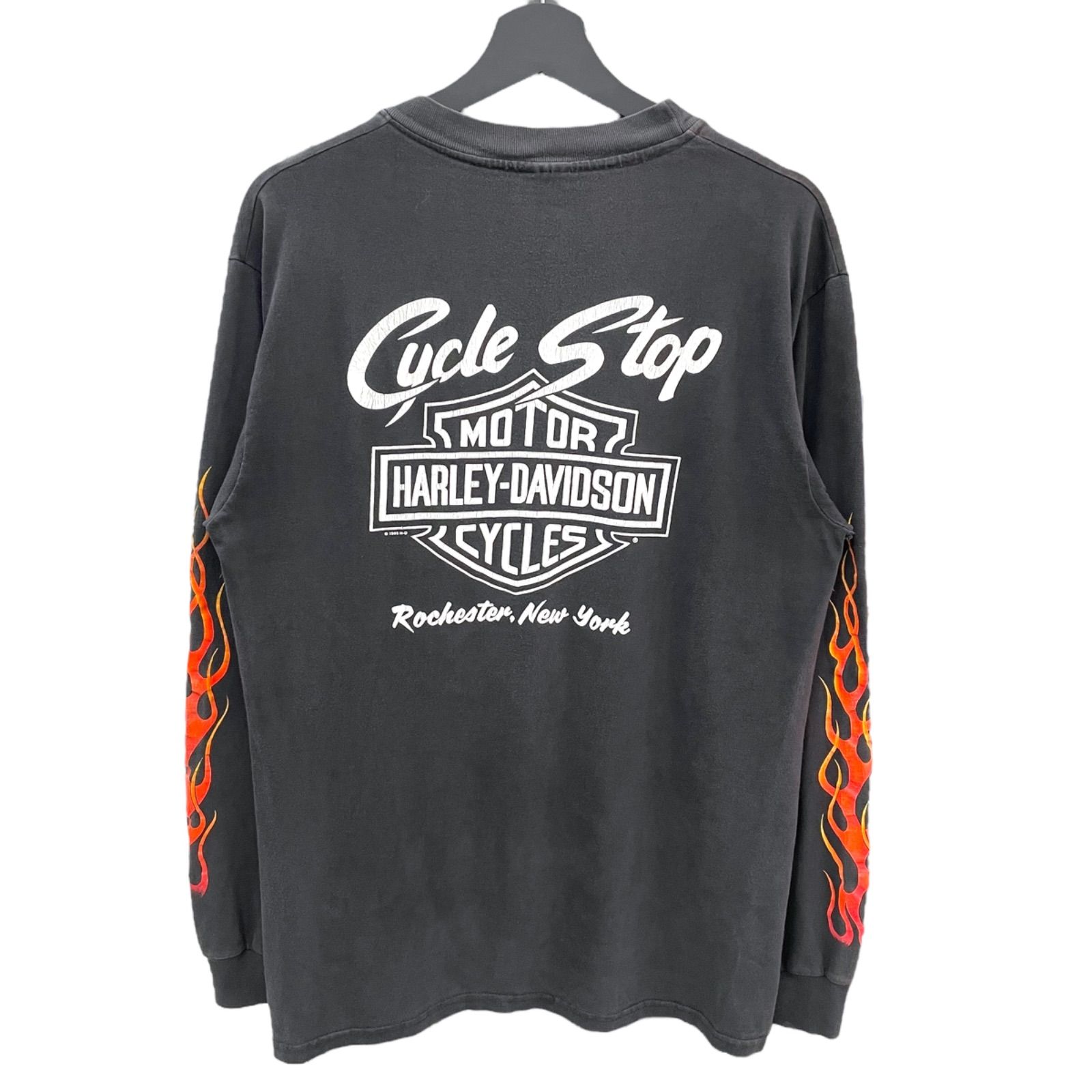 harley davidson 袖フレイム ロンT flame イーグル Harley Davidson - 90s harley davidson フレイムロンT flame