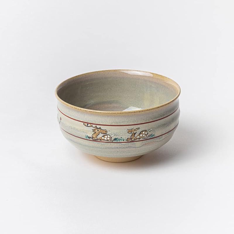 鴻月 赤膚焼 抹茶茶碗 抹茶碗 奈良絵 茶道具 日本製 かわいい ラテボウル とんすい スープボウル KONCH1-A