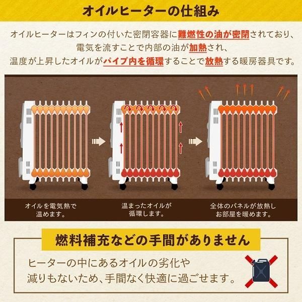 ファン付オイルヒーター 電気ヒーター 電気ストーブ オイル
