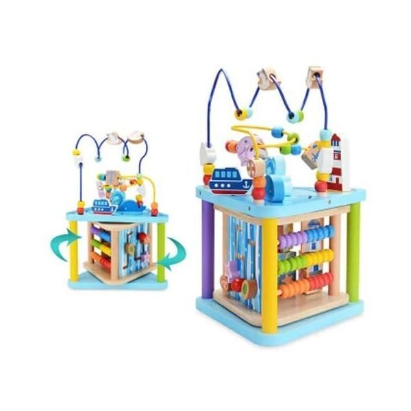 ビーズコースター ルーピング  知育玩具 木製 おもちゃ アクティビティキューブ 子ども マルチプレイセット