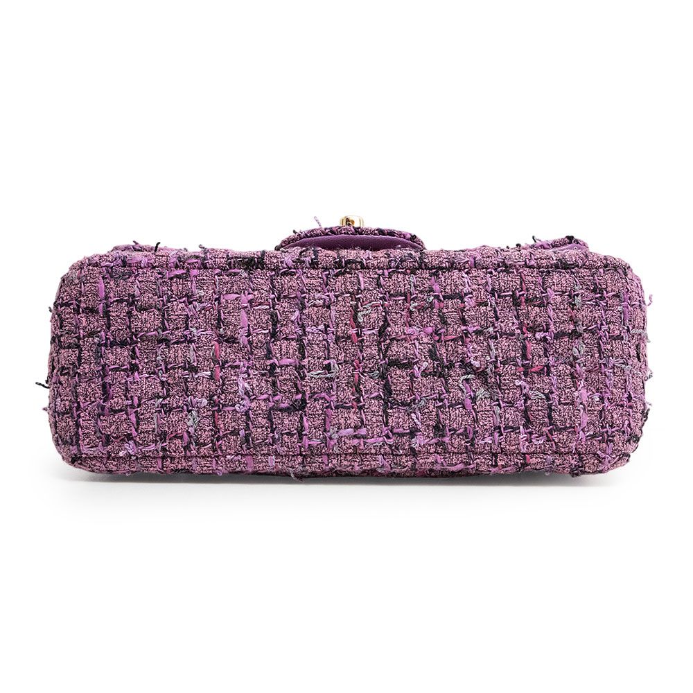 （未使用　展示品）シャネル CHANEL マトラッセ ココマーク ミニ クラシック チェーン ショルダーバッグ 斜め掛け ツイード レザー パープル 紫 ゴールド金具 A69900 シャネル マトラッセ ココマーク ミニ クラシック チェーン ショルダー