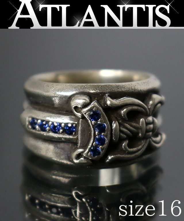CHROME HEARTS 銀座店 クロムハーツ ダガーリング パヴェブルーサファイヤ 指輪 メンズ シルバー SV925 約16号 100637