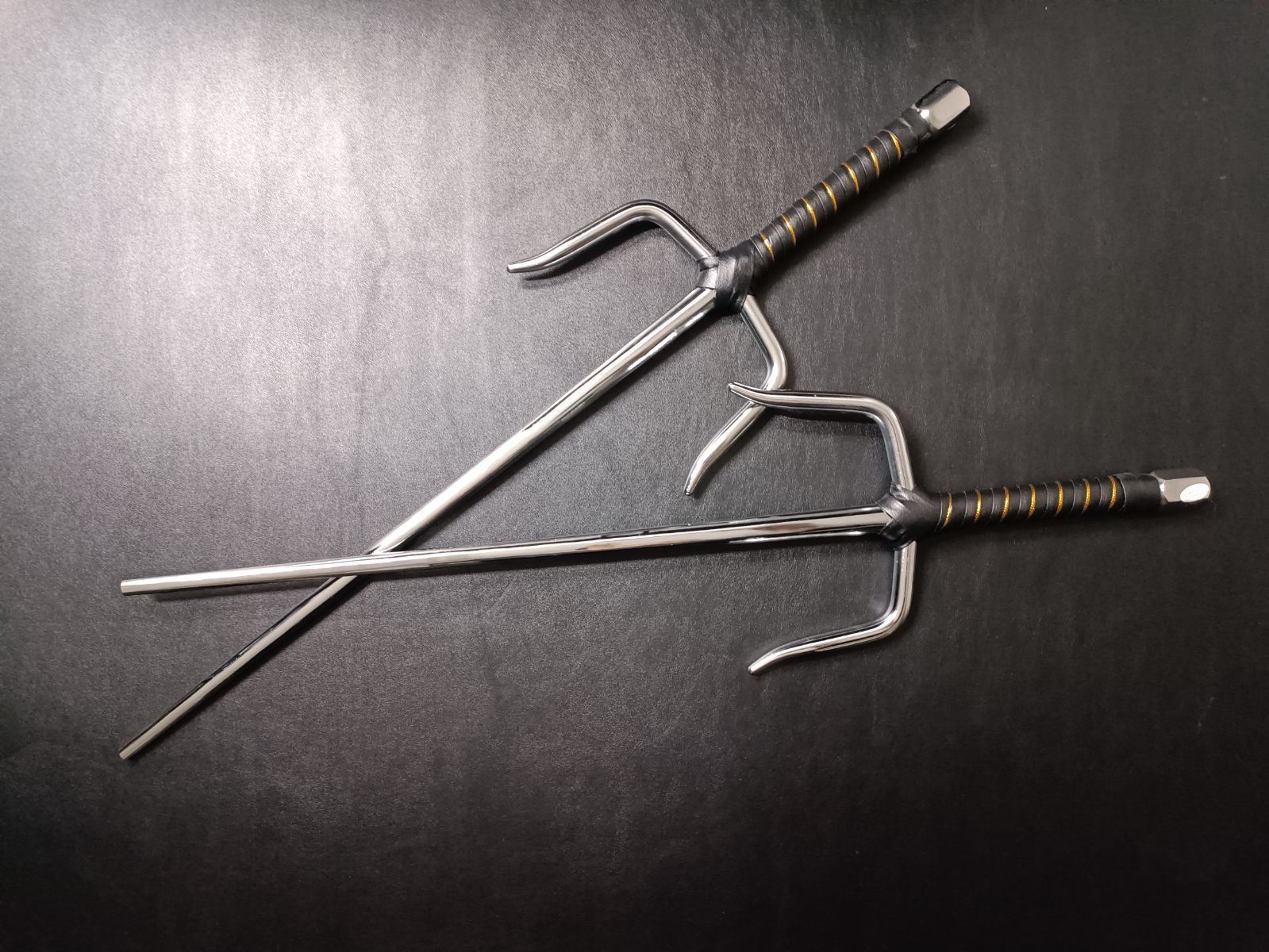 武具 サイ 53CM 2本セット 釵 琉球古武術 鉄製 古武道具 サイ 十手 刀剣美術