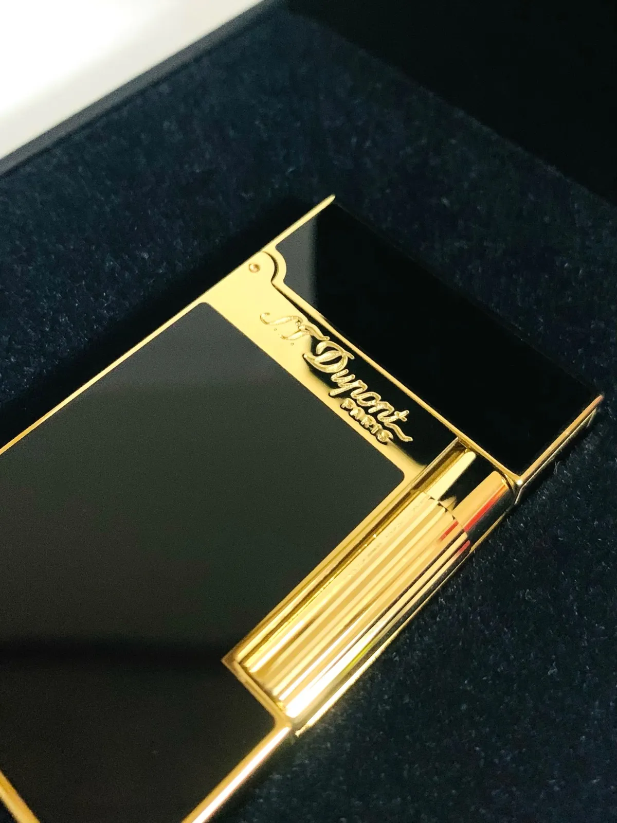 開閉音ありデュポンガスライター漆ボーダー柄ギャッツビーライン2s