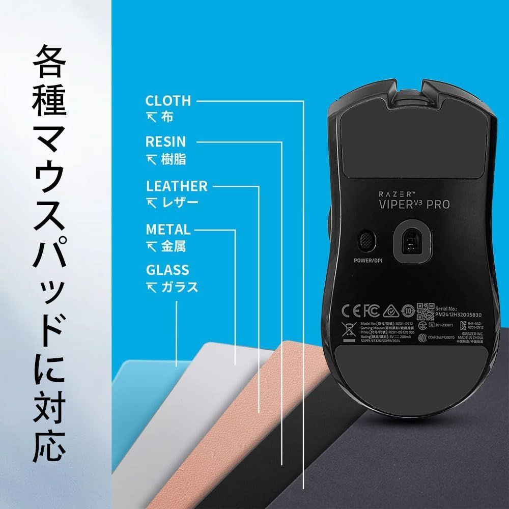 2セット入り マウスソール Razer Viper V3 Pro 用 プレミアム