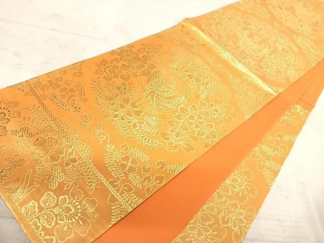 平和屋着物◎六通柄袋帯 花鳥文 金糸 正絹 逸品 AAAY8568yx