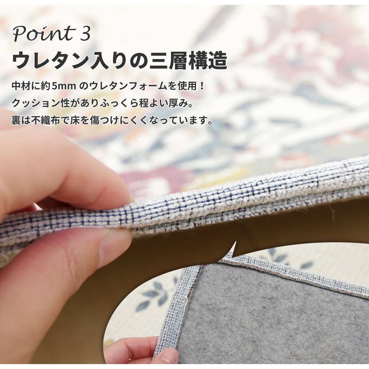 ラグ 撥水加工付き ゴブランシェニールラグ 約200×250cm 手洗いOK ブーケ グレー WWW_OLIVIERBERNSTEIN_COM