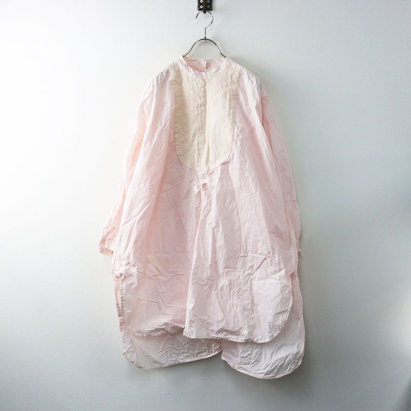 ウティ OUTIL ヨーク切替コットンチュニックワンピース 1 ピンク ドレス ロング ブラウス 長袖 トップス ギャザー 2400014641370