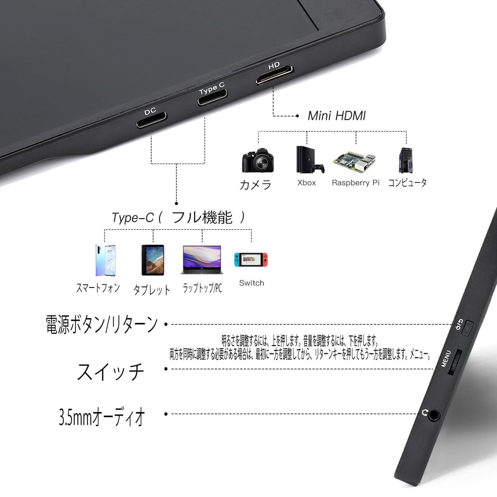 1080P持ち運びモニター- 15.6
