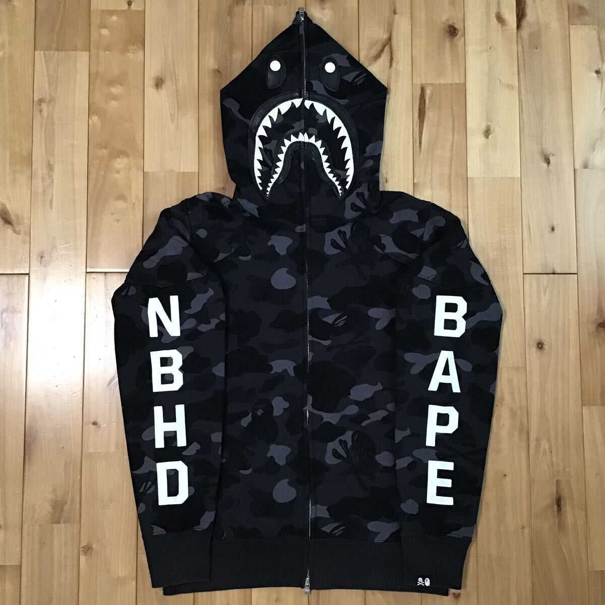 BAPE × NEIGHBORHOOD シャーク パーカー Mサイズ shark full zip hoodie ネイバーフッド エイプ ベイプ a  bathing ape NBHD 迷彩