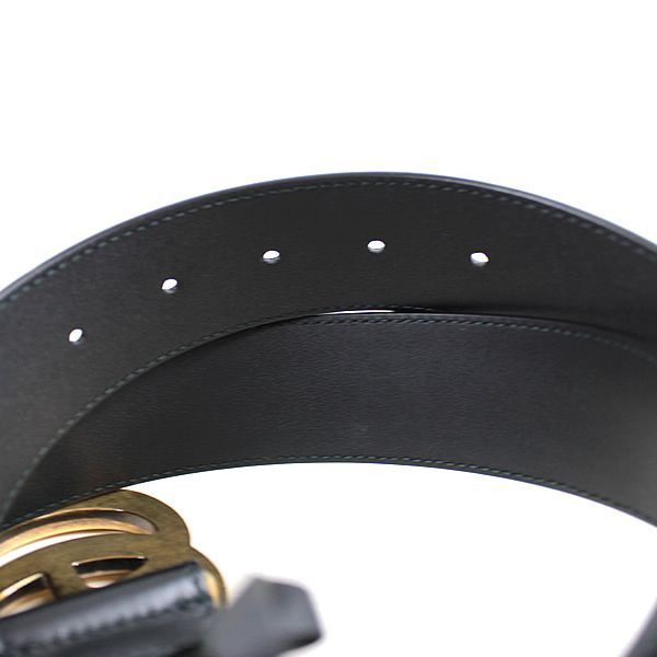 グッチ ベルト ブラック 黒 GGマーモント ゴールド GUCCI 90 新品同  