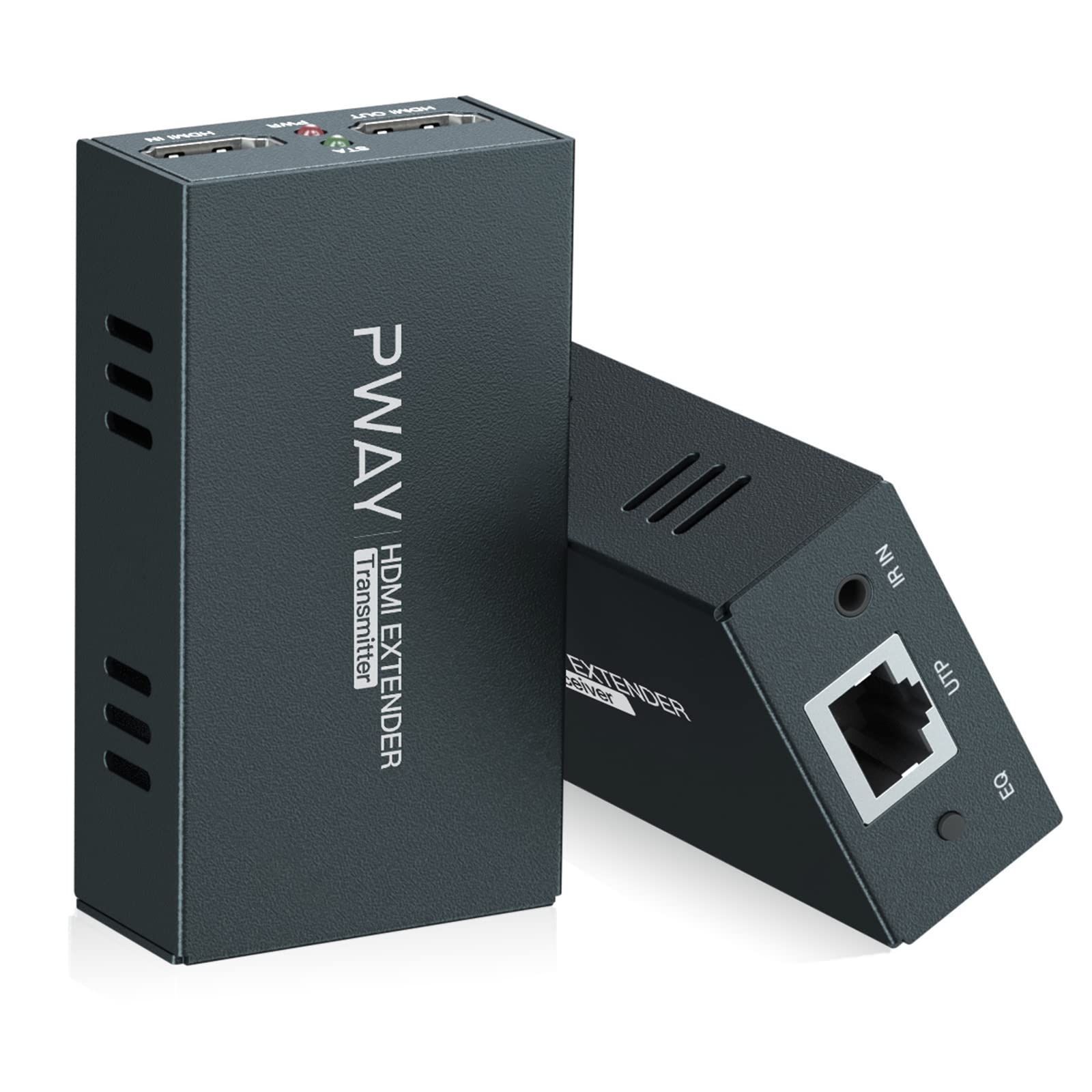 HDMI エクステンダー LAN 変換 延長機器 送受信機セットフルHD1080P@60Hz 3D EDID機能対応 簡単接続 店頭展示 監視室 ビデオ会議 PC PS5など 適用 映像と音声を無線転送 最大60ｍ伝送可能 Cat5e/6/7フルH