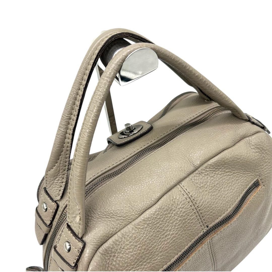 良品 1328 ヘイニ ロシェ ハンドバッグ 2way シボ革 グレージュ 良品 1328 ヘイニ ロシェ ハンドバッグ 2way シボ革 グレージュ
