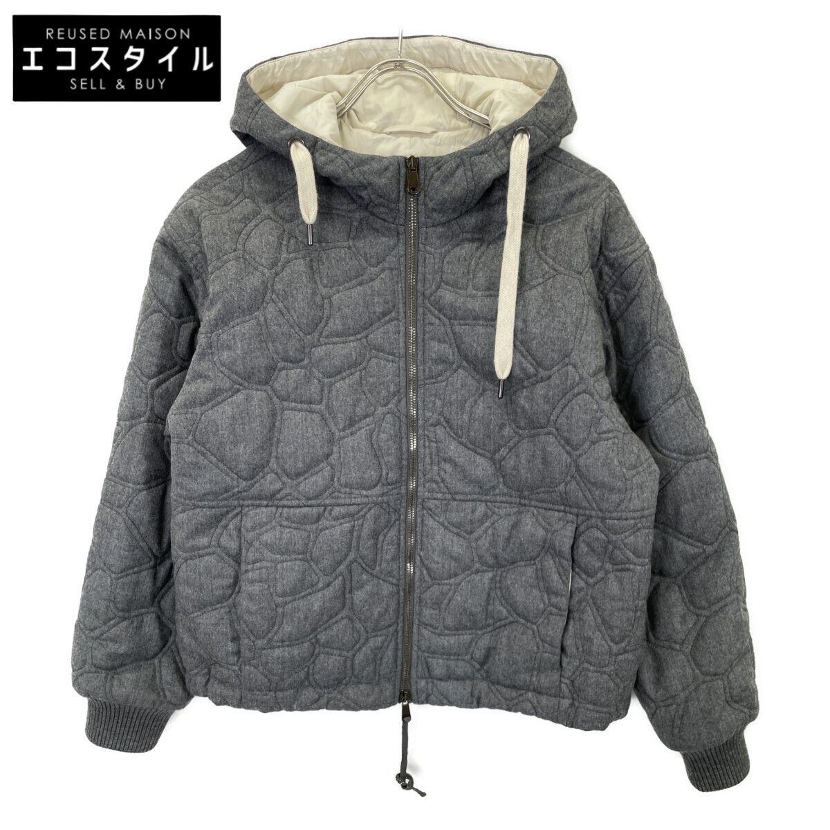 BRUNELLO CUCINELLI ブルネロクチネリ ｸﾞﾚｰ ｳｰﾙ×ﾅｲﾛﾝ ｼﾞｯﾌﾟｱｯﾌﾟ