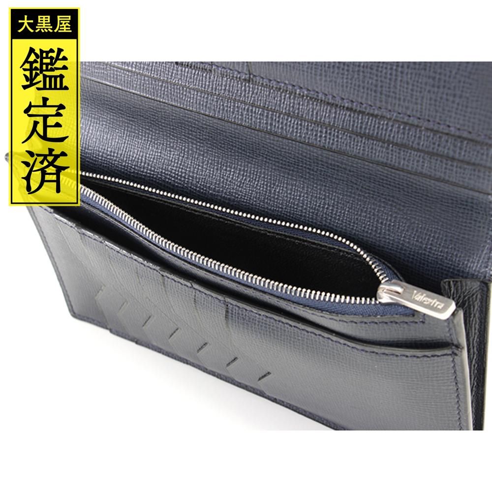 Valextra ネイビー 小銭入れ付き 14カード レザー 長財布 Valextra ヴァレクストラ 小銭入れ付き長財布14カード ネイビー