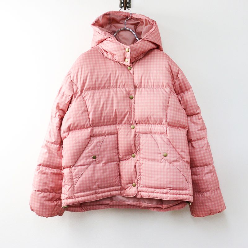 2025AW ピンクハウス PINK HOUSE ラバーネーム使いダウンジャケット L｜ピンク フード アウター ブルゾン チェック 2400014646030
