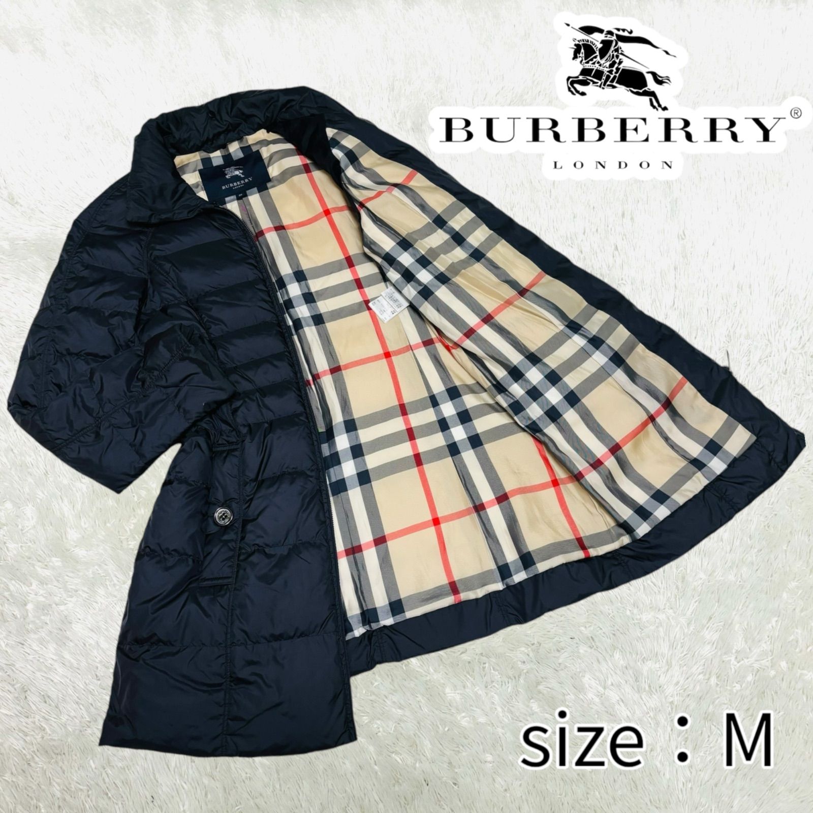 BURBERRY LONDON バーバリーロンドン ダウンジャケット ノバチェック ミドル丈 黒 サイズ M レディース - メルカリ