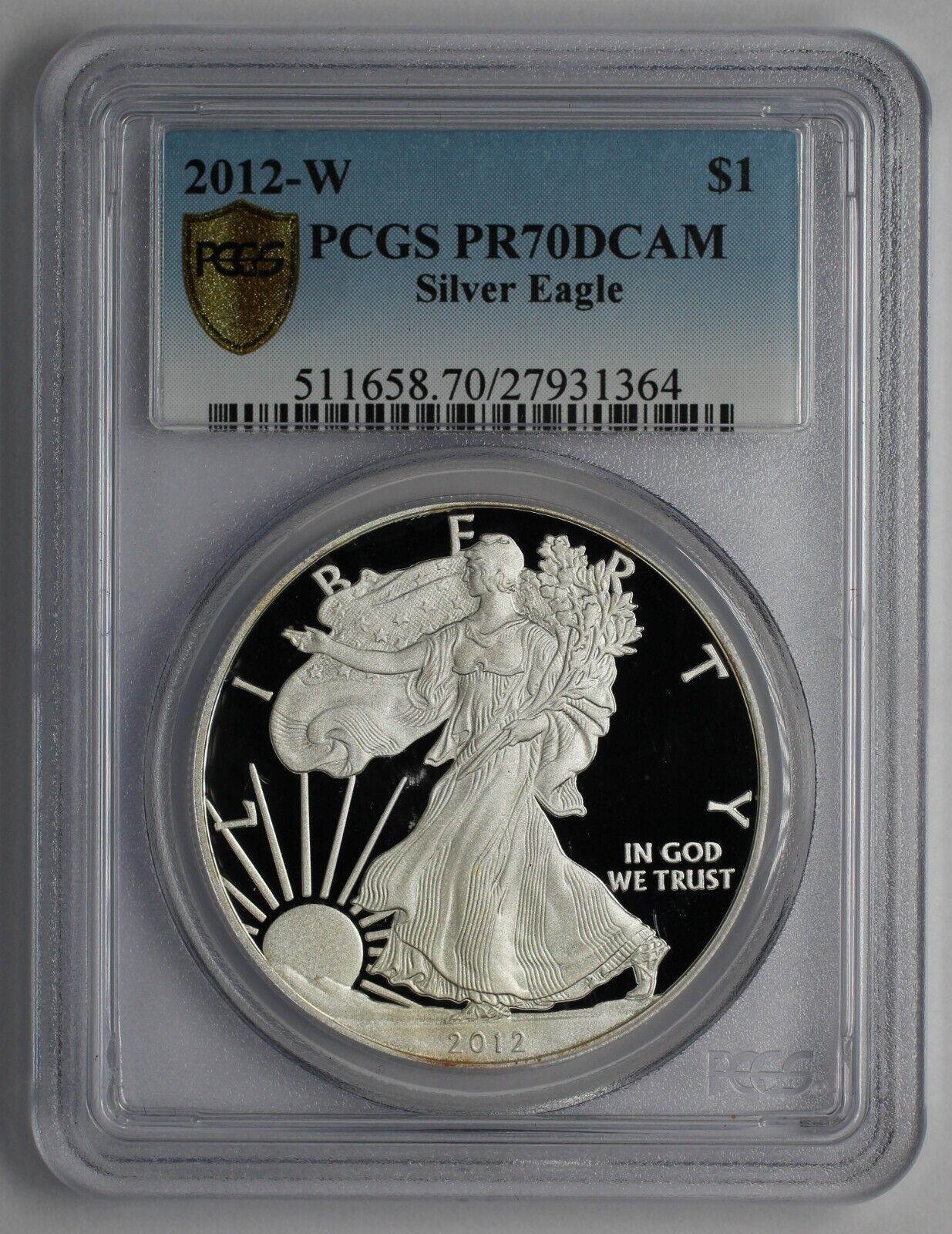 2012 W $1 American Silver Eagle PCGS PR70 DCAM