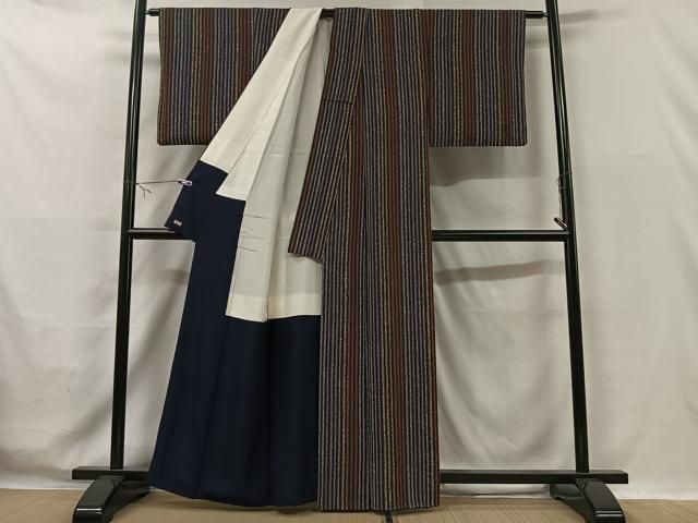 平和屋着物▽上質な小紋 単衣 流線文 正絹 逸品 CAAV0902ou