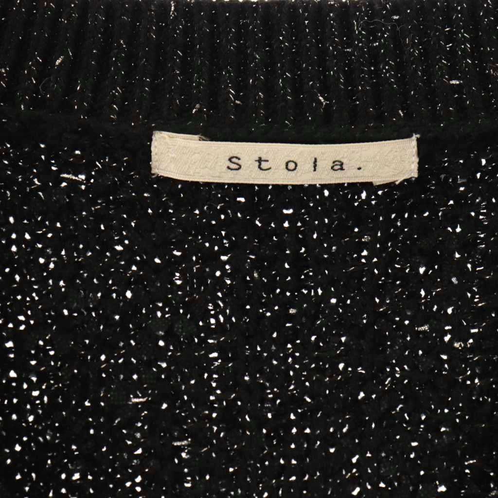 stola.新品 美品 ツイーディニットカーディガン ストラ Stola. 23AW ラメ入りツイーディニットカーディガン V