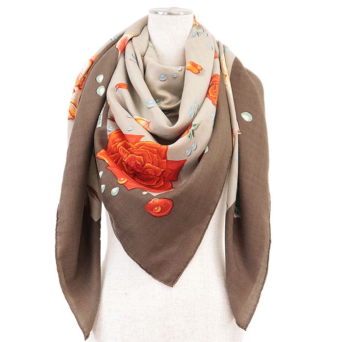 美品】HERMES エルメス スカーフ カレジェアン140 LA ROSEE Anne