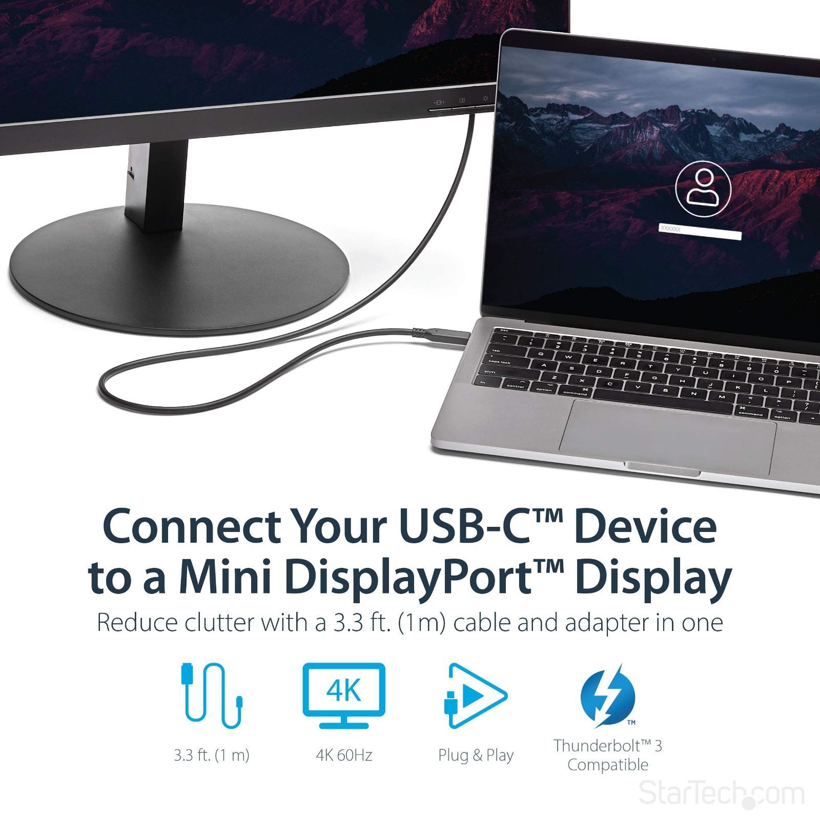 人気商品】StarTech.com USB-C - Mini DisplayPortケーブル 1m 4K/60Hz