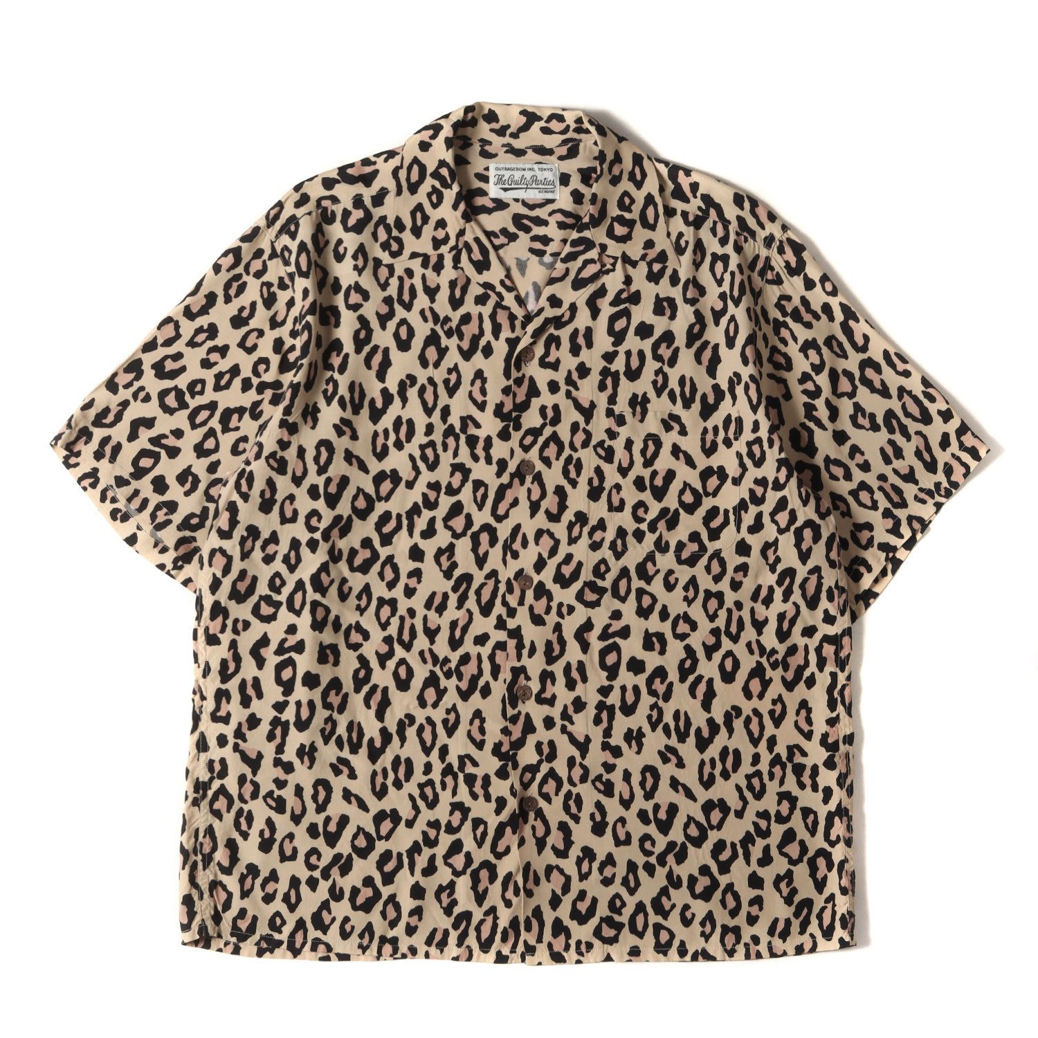WACKO MARIA ワコマリア シャツ サイズ:L 21AW 初売り限定 レオパード柄 レーヨン ハワイアンシャツ アロハシャツ LEOPARD HAWAIIAN SHIRT S/S ベージュ トップス カジュアルシャツ 半袖【メンズ】