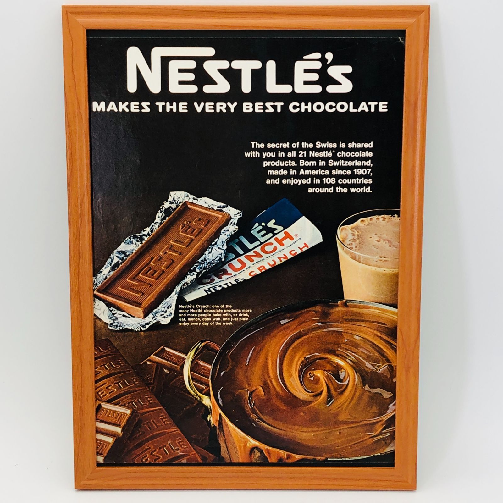 ※貴重な当時物　ビンテージ 広告　フレーム付　『 ネスレNESTLE'S 』 1960年代　オリジナル アメリカ 輸入雑貨　ヴィンテージ　海外雑誌　 アドバタイジング 　レトロ ( AZ1426 )