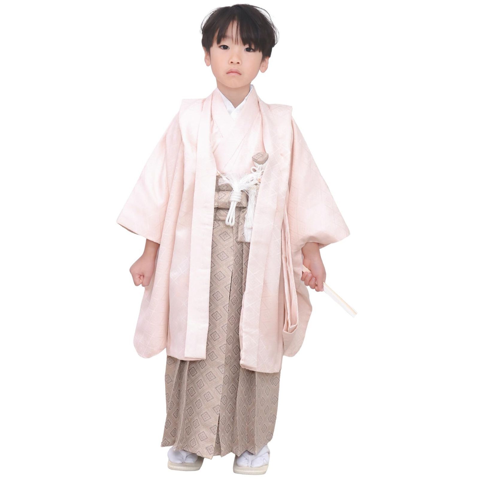 KYOETSU キョウエツ 七五三 5歳 男の子 着物 セット 羽織 袴 フルセット 753 くすみ 5.アプリコット 5歳サイズ