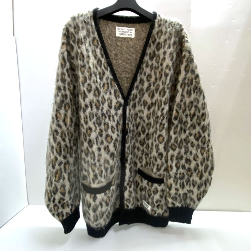 WACKO MARIA/LEOPARD MOHAIR KNIT JACQUARD CARDIGAN（PURPLE