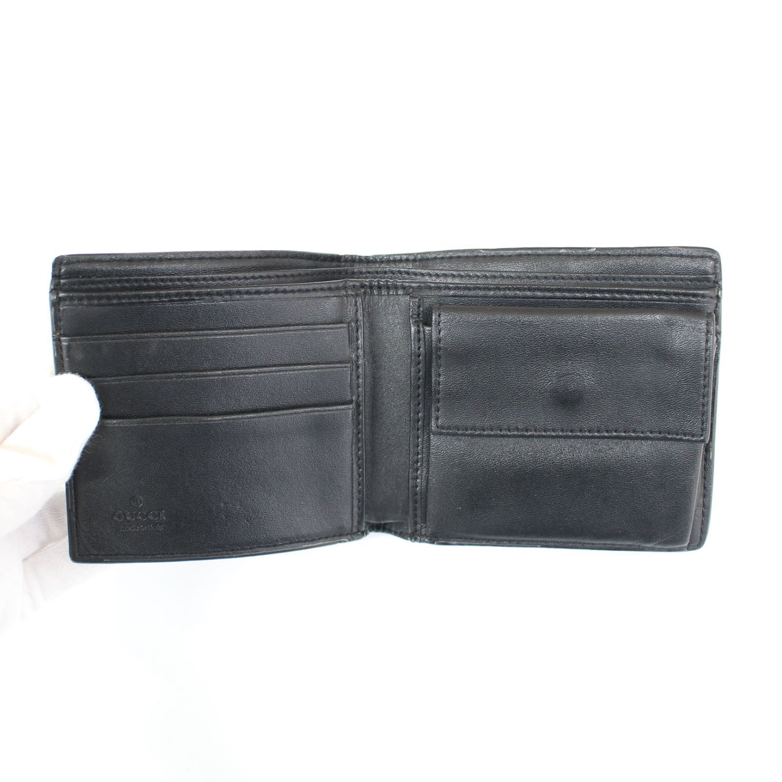 A773】GUCCI 二つ折り財布 グッチシマ ブラック レザー グッチ - メルカリ