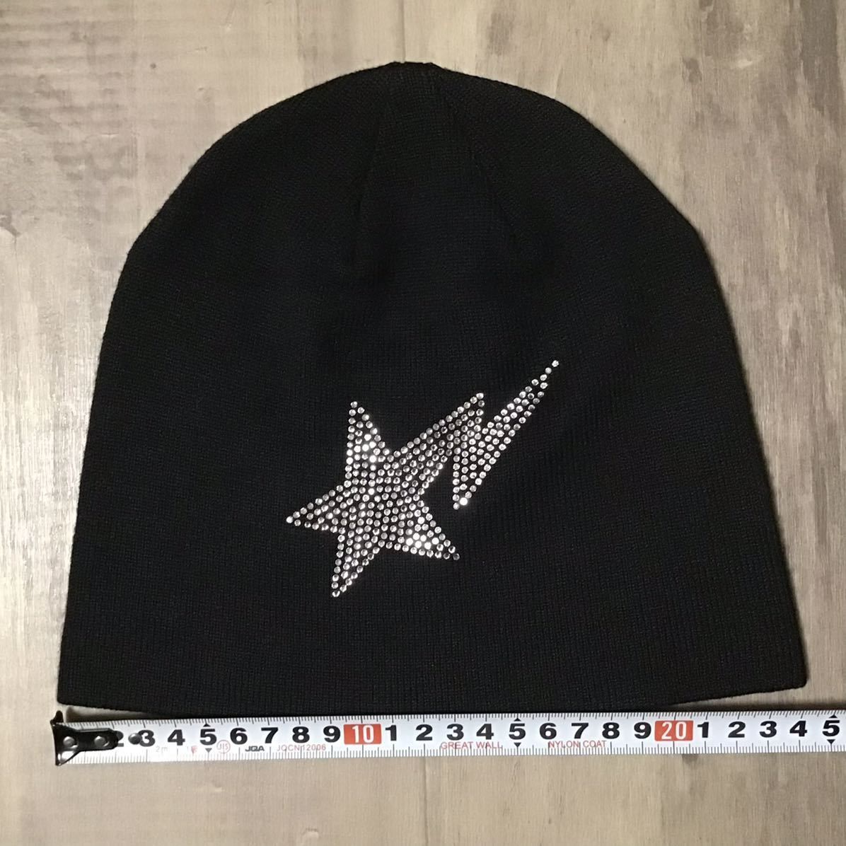 Crystal Stone BAPESTA ニット帽 Black a bathing ape BAPE STA Beanie knit cap エイプ  ベイプ アベイシングエイプ swarovski 帽子