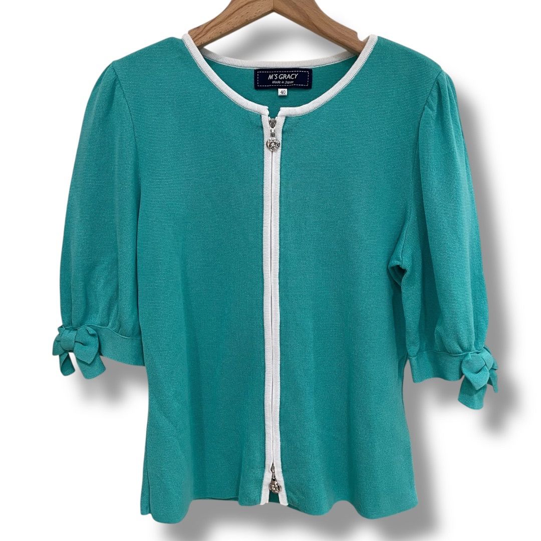 エムズグレイシー Wジップ リボン カーディガン 極美品 M'S GRACY