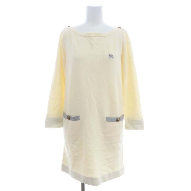 BURBERRY バーバリーブルーレーベル 綿ニットワンピース 金ボタン 38