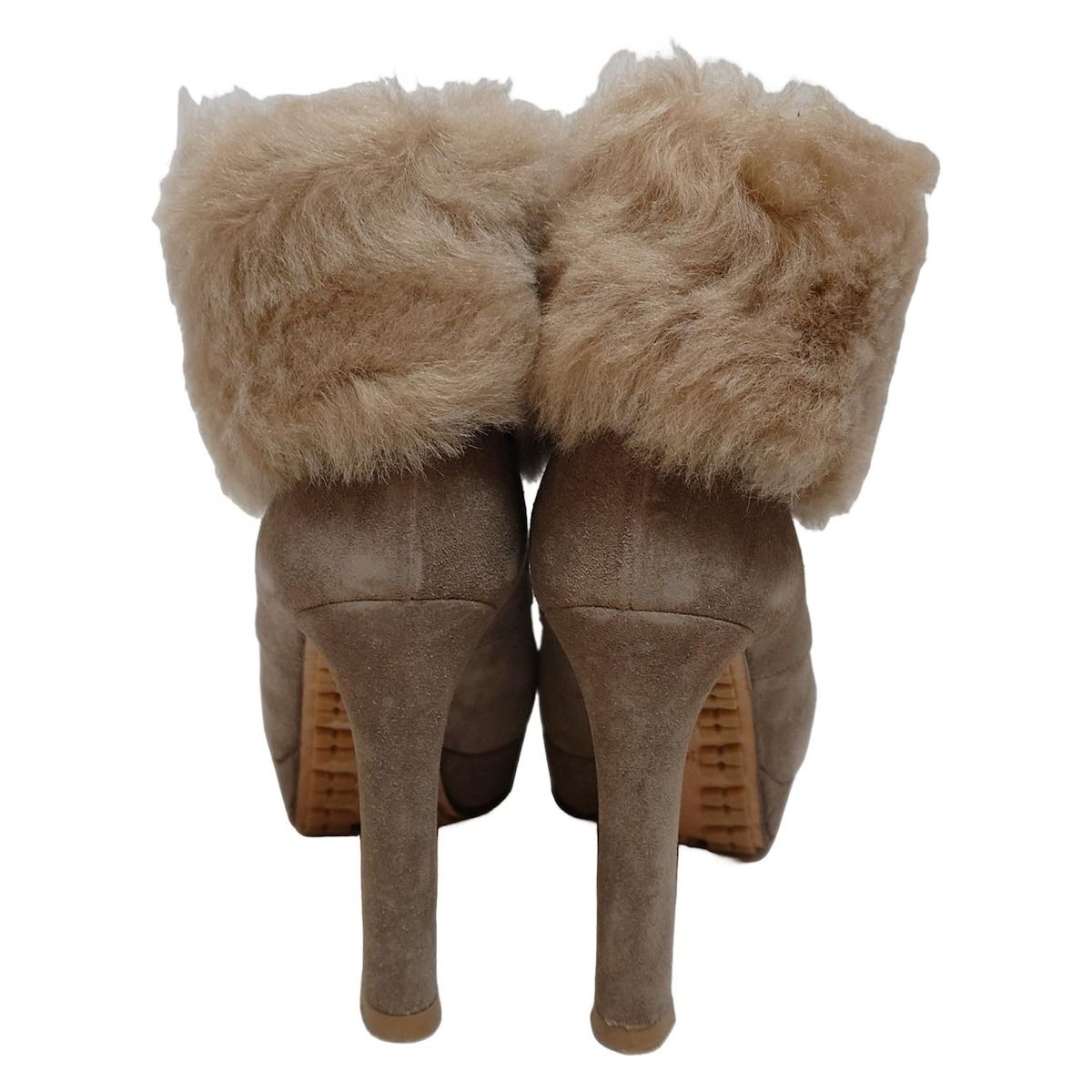 不二子（プロフ必読) グッチ スタッズ ボア レザー ショートブーツ 36 GUCCI(グッチ) ショートブーツ 36 レディース - 296139 グレー