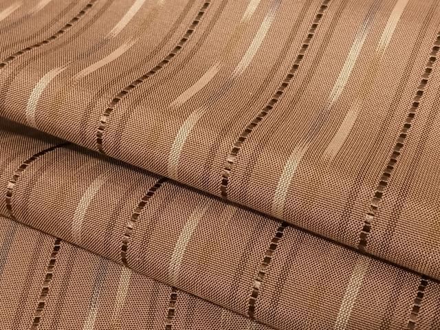 平和屋着物○極上 花織 ロートン織 道屯織 紬 縞 正絹 逸品 AAAU8349zg  