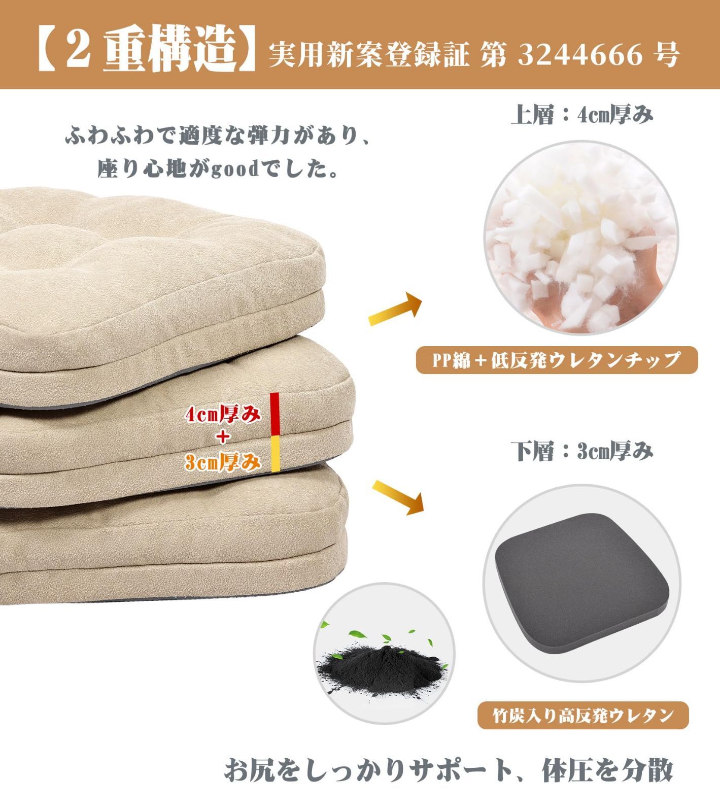 人気商品】ダイニング チェア 椅子クッション 馬蹄型 フロアクッション