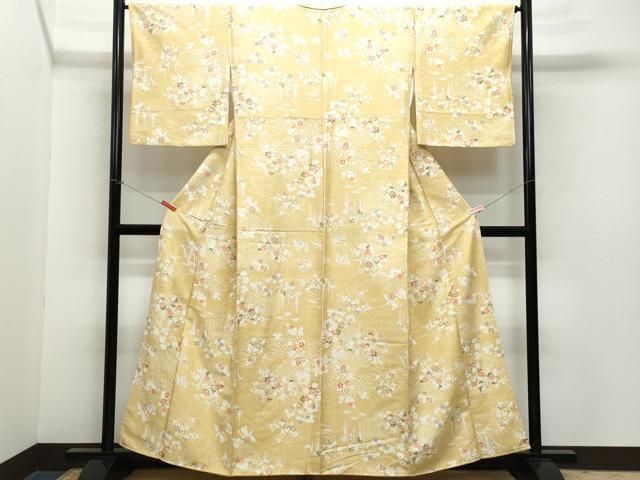 平和屋着物●上質な小紋 風景草花文 金彩 正絹 CAAZ0974vf