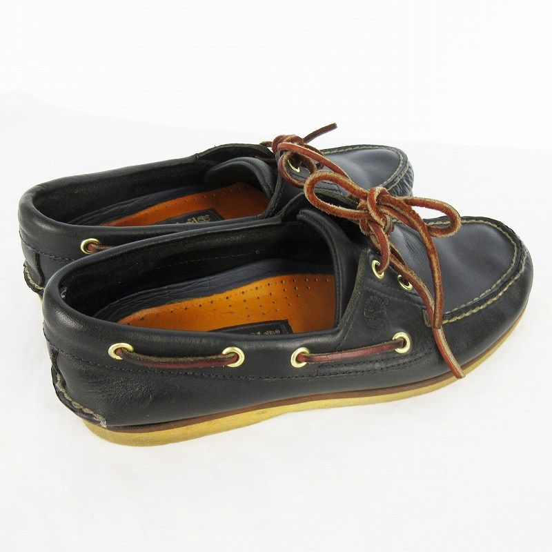ティンバーランド ブラックレザー デッキシューズ 19529 25cm ティンバーランド ブラックレザー デッキシューズ 19529 25cm