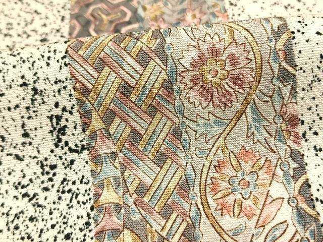 平和屋着物▽二代目更甚 江戸更紗 小紋 単衣 草花間道 正絹 逸品