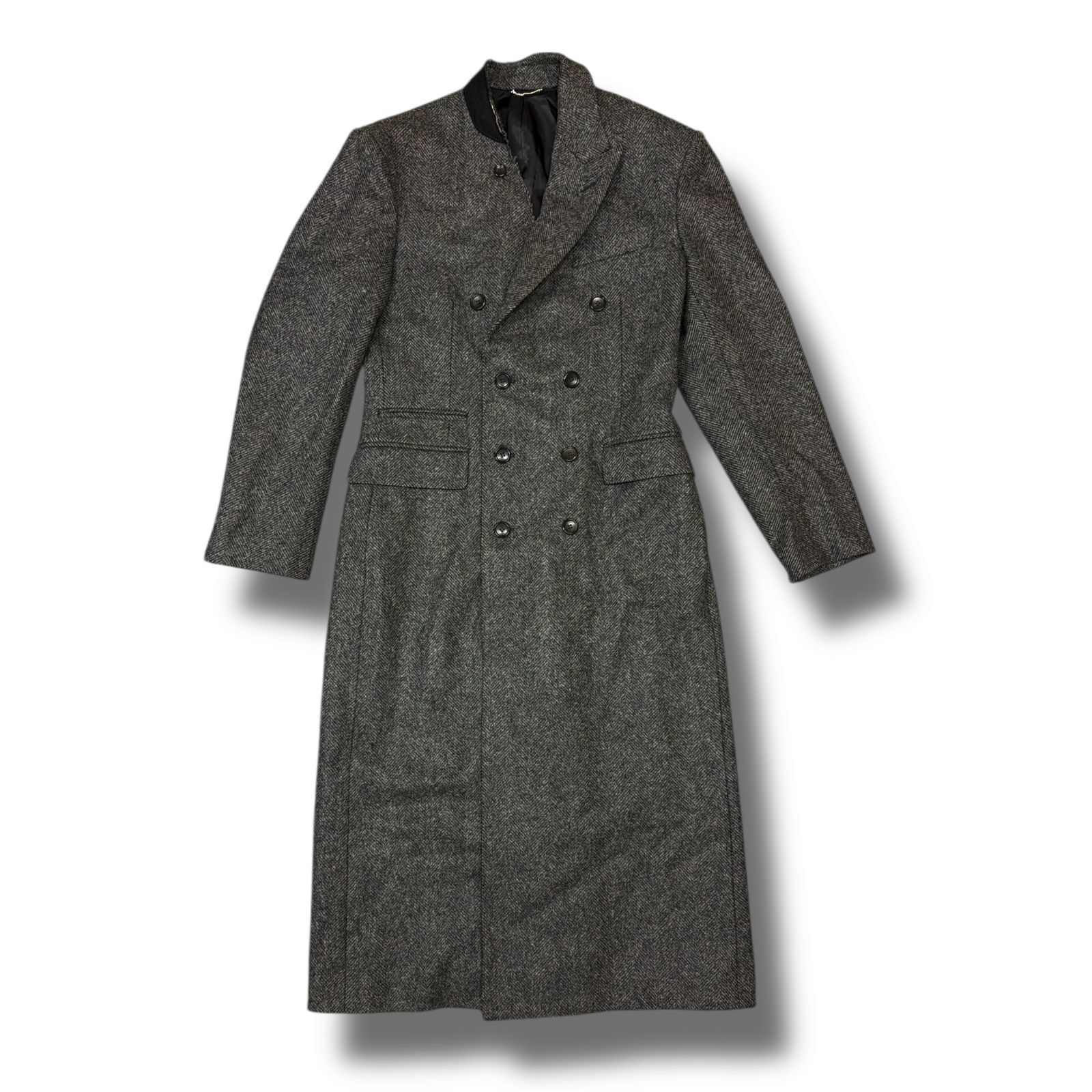ジョンローレンスサリバン　ロングコート JOHNLAWRENCESULLIVAN - Double weave wool lace-up coat （BROWN