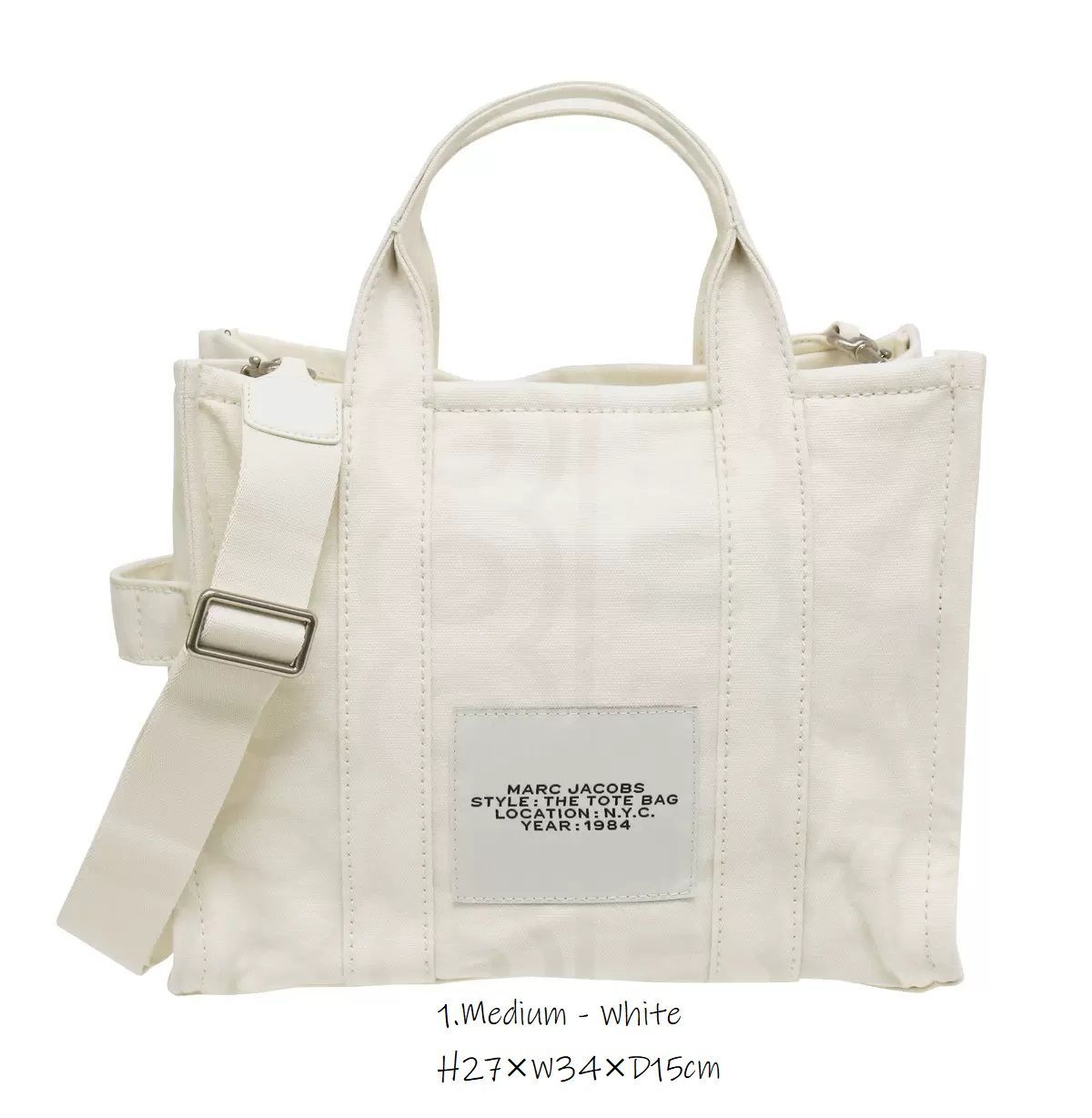 T104.[バッグ]MARC JACOBS モノグラム トートバッグ 1.Medium - White 
