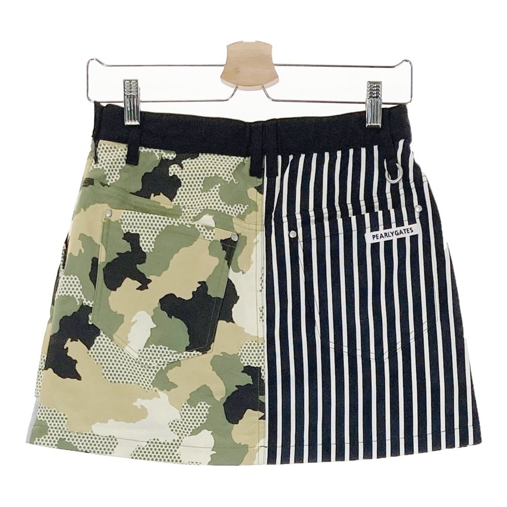 サイズ 0 PEARLY GATES パーリーゲイツ 055 2134516 スカート カモフラ ストライプ柄 カーキ系 ゴルフウェア レディース ストスト