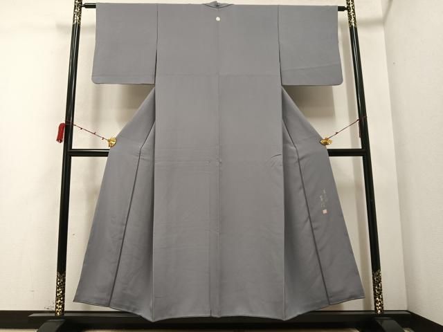 平和屋着物●上質な色無地　作家物　草木染　桔梗鼠色　正絹　逸品　AABC1740ph 平和屋着物○上質な色無地 作家物 草木染 桔梗鼠色 正絹 逸品