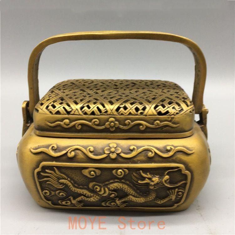 銅器 浮彫騰竜提梁暖手炉 香炉 香具 装飾品 工芸品 置物 銅器 浮彫騰竜提梁暖手炉 香炉 香具 装飾品 工芸品 置物 - メルカリ